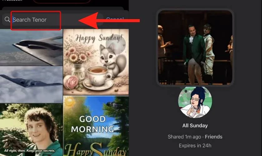 Hướng dẫn cách chèn Gif trên ghi chú Messenger