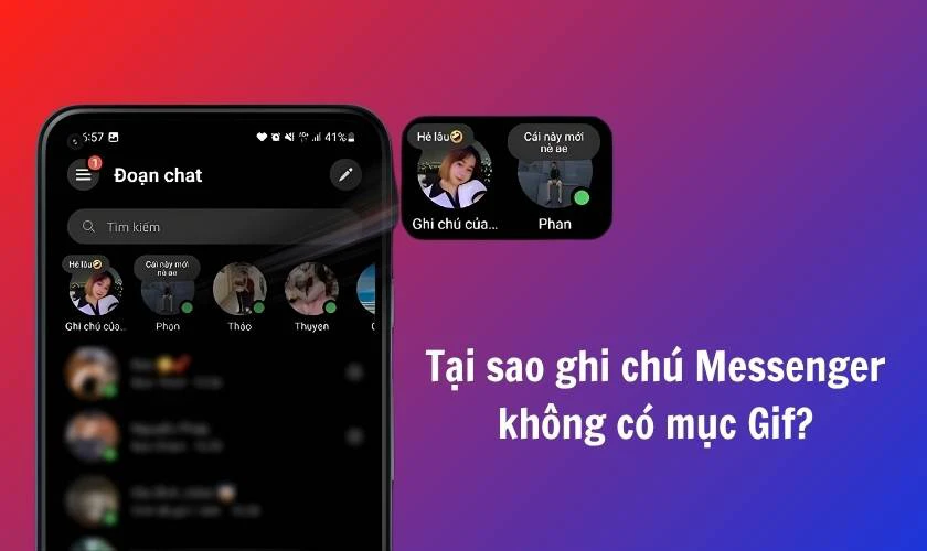 Tại sao ghi chú Messenger không có mục Gif