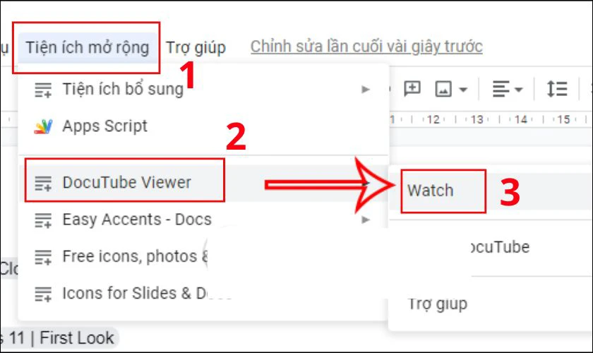 Nhấn vào biểu tượng tiện ích DocuTube Viewer nằm trên thanh công cụ trình duyệt