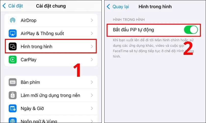 Bật Picture-in-Picture (PiP) tự động