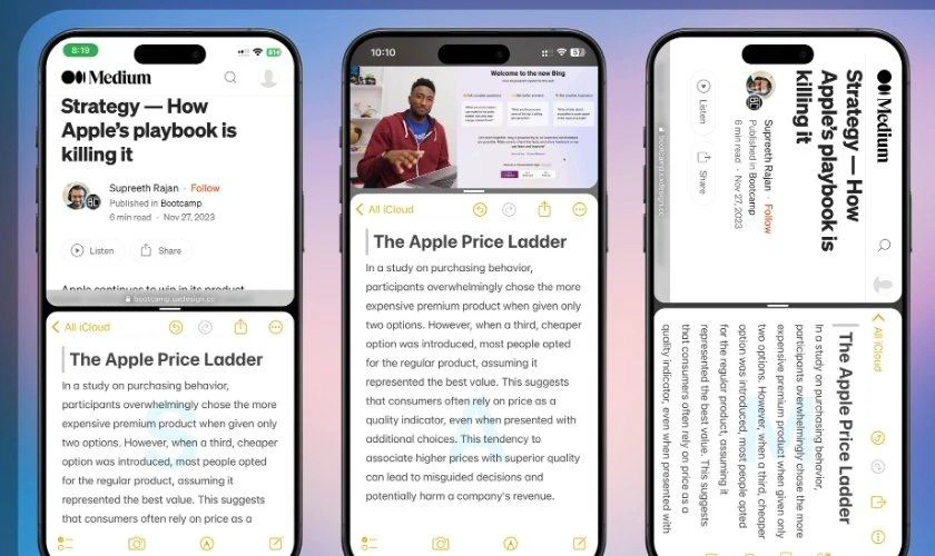 Điều kiện để chia đôi màn hình iPhone iOS 18.7