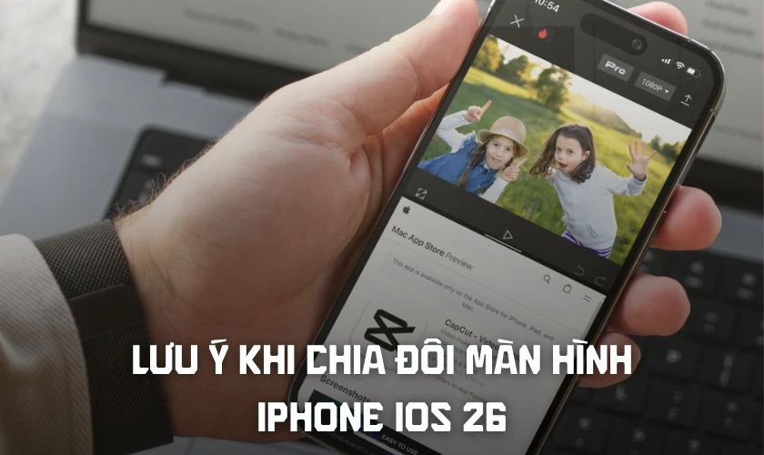 Lưu ý khi chia đôi màn hình iPhone iOS 26