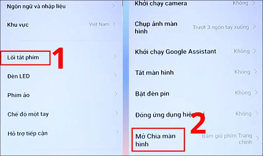 Cách chia đôi màn hình Xiaomi bằng Cài đặt lối tắt