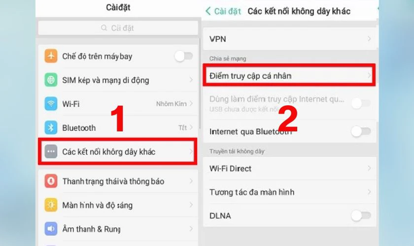 Cách chia sẻ 4G trên OPPO - Chọn chia sẻ kết nối