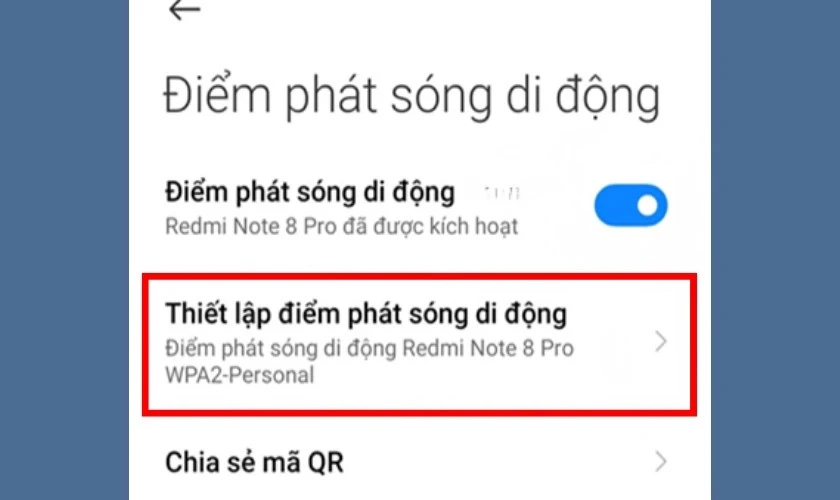 Chọn Thiết lập điểm phát sóng Wi-Fi di động