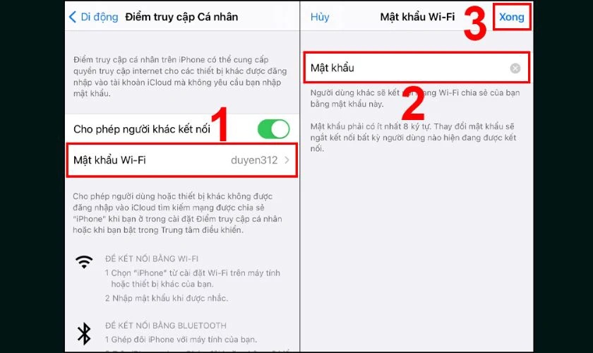 Chọn chia sẻ mật khẩu wifi và nhấn lưu