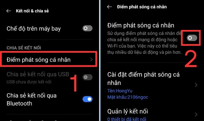 Cách bật Điểm phát sóng cá nhân