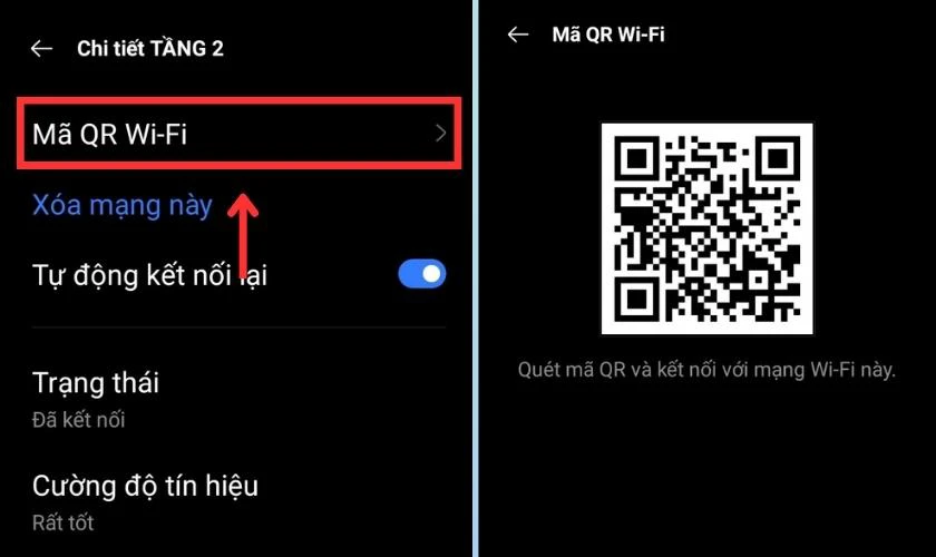 Đưa thiết bị cần chia sẻ Wifi quét QR