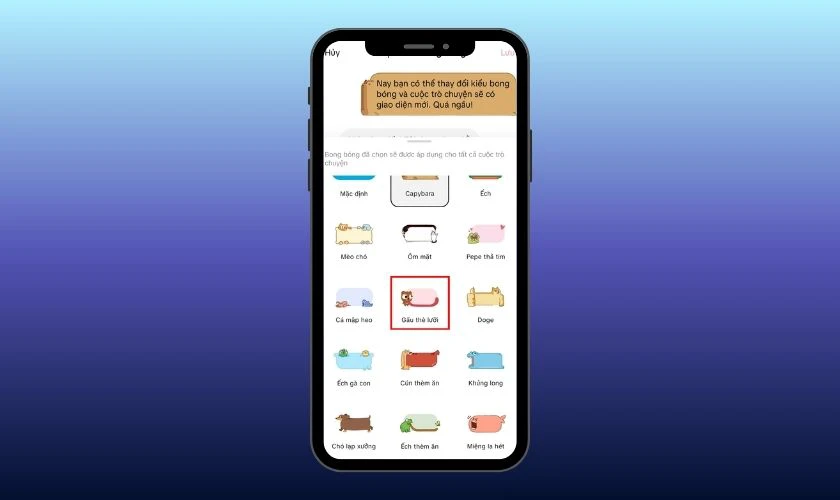 Chọn bong bóng trò chuyện hình con vật