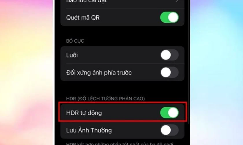 Cách chỉnh chế độ HDR tự động trên camera iPhone 11