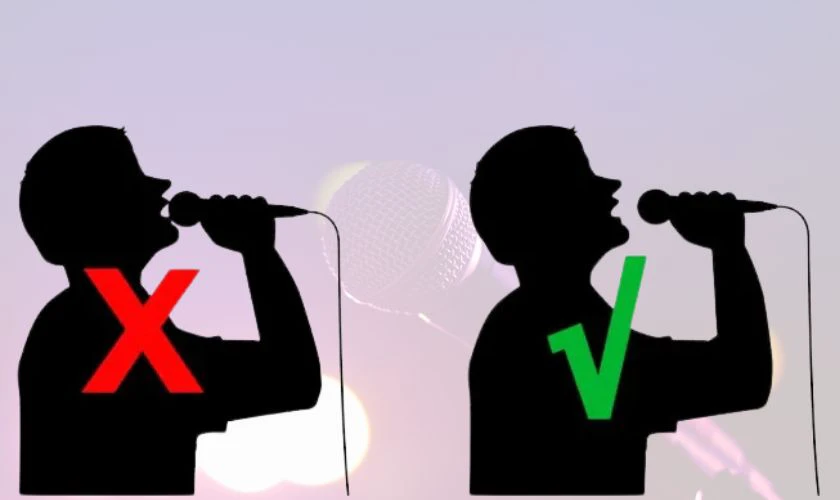 Loa hú do cầm micro sai cách