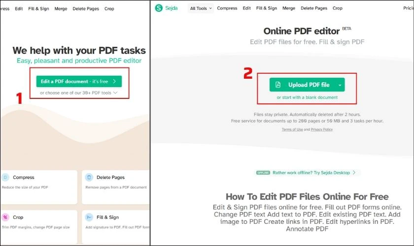 Nhấp vào mục Edit a PDF Document
