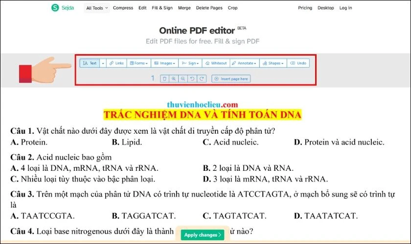 Cách chỉnh sửa file PDF online miễn phí bằng Sejda