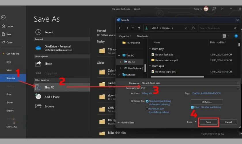 Lưu file dưới dạng PDF và hoàn tất