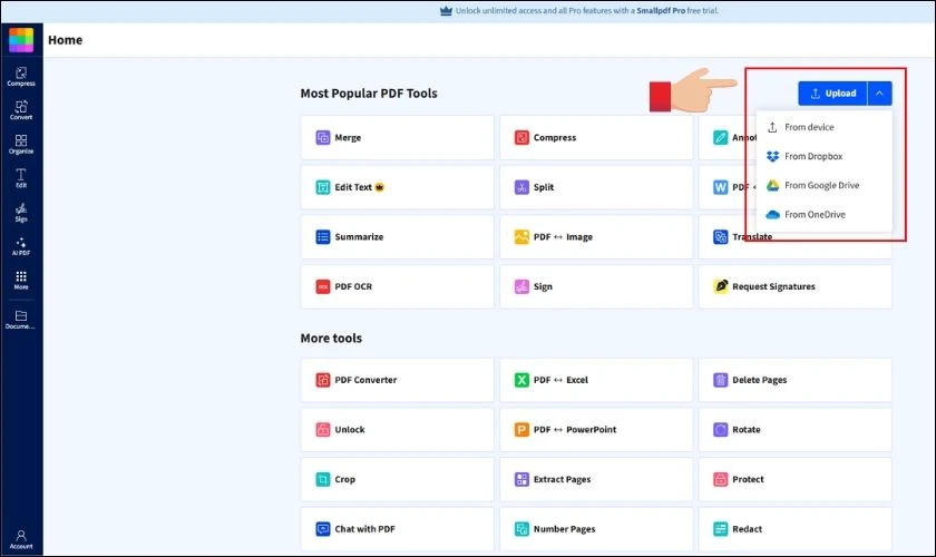 Nhấn Choose File (Chọn tệp tin) và tìm đến file PDF