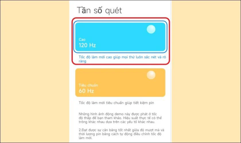 Chọn tần số mong muốn