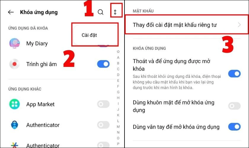 Tiếp theo bạn nhấn vào dấu 2 chấm góc trên bên phải màn hình để vào Cài đặt