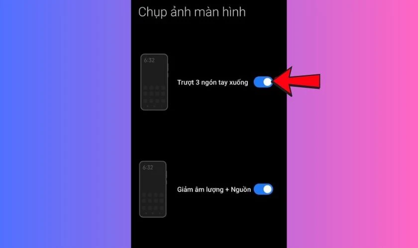 Cách chụp màn hình Xiaomi bằng Phương pháp cử chỉ