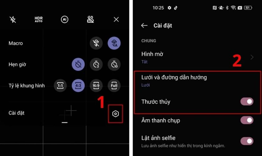 Bật Lưới và Thước thủy trong Cài đặt để căn chỉnh bố cục
