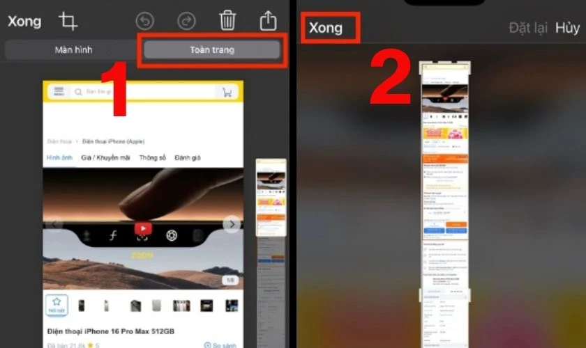 Khi hình thu nhỏ xuất hiện ở góc dưới bên trái, hãy nhấn vào đó và chọn mục Toàn trang