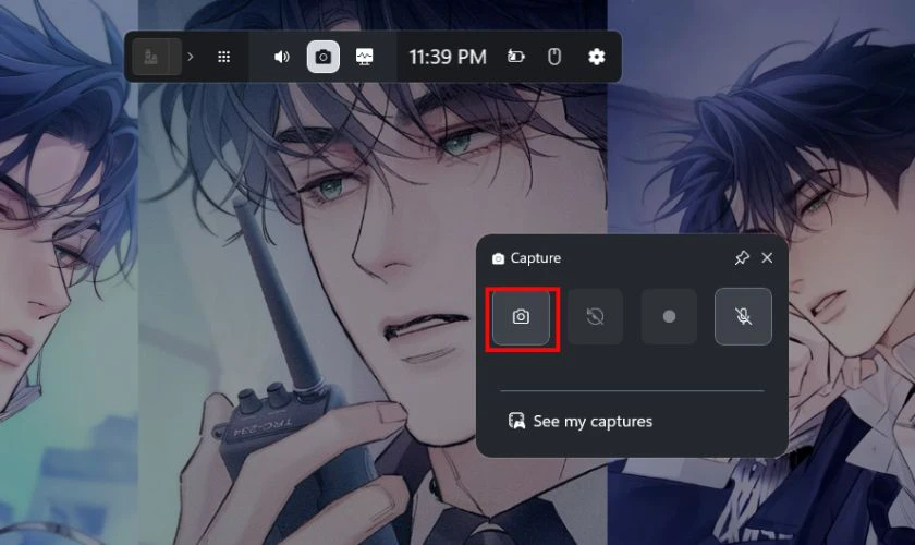 Nhấp vào biểu tượng máy ảnh trong phần Capture