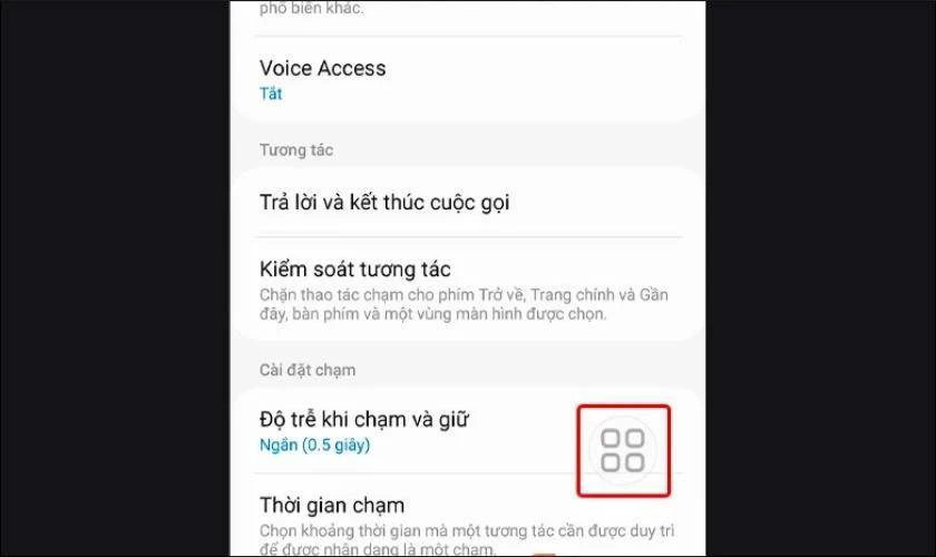 Một nút tròn (Menu hỗ trợ) sẽ xuất hiện trên màn hình