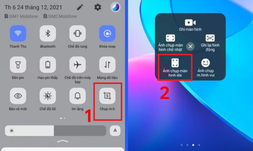 Cách chụp màn hình Vivo cuộn trang bằng Khung thông báo