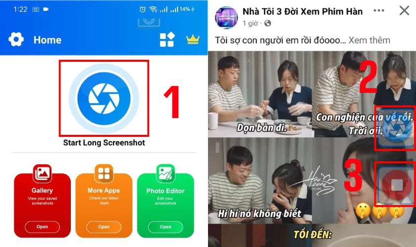 Cuộn màn hình đến vị trí mong muốn, rồi nhấn Chụp