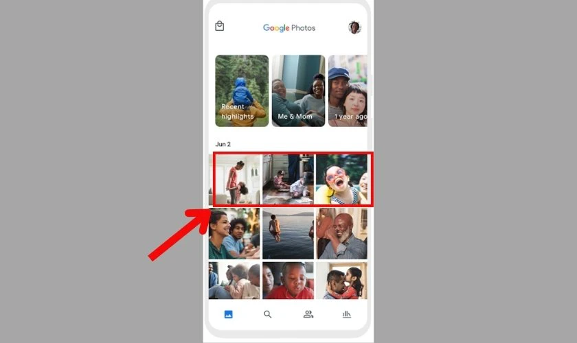Mở ảnh Google Photos trên iPhone và đăng nhập cùng tài khoản Google