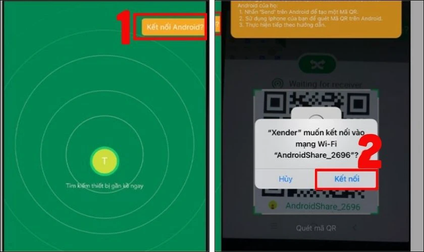 Chọn Kết nối với Android và bấm Kết nối