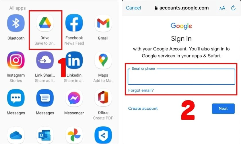 Chuyển ảnh qua Google Drive