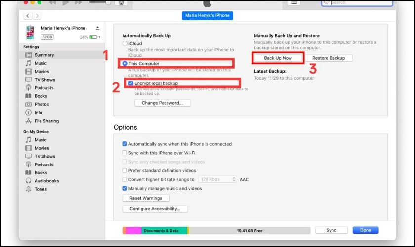 Cách chuyển dữ liệu sang iPhone 17 bằng iTunes