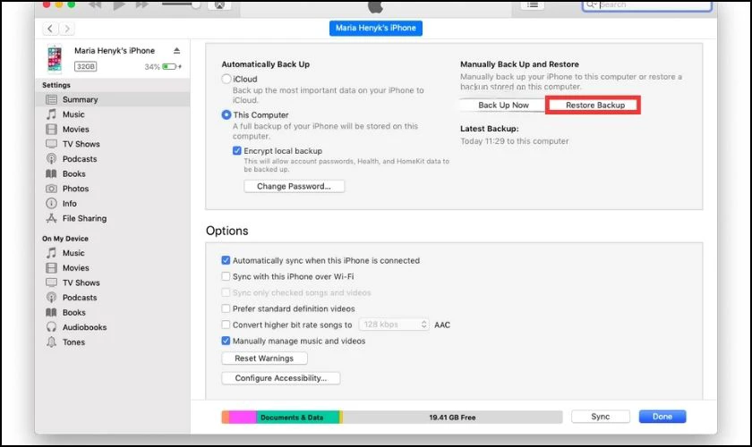 Cách chuyển dữ liệu sang iPhone 17 bằng iTunes nhanh
