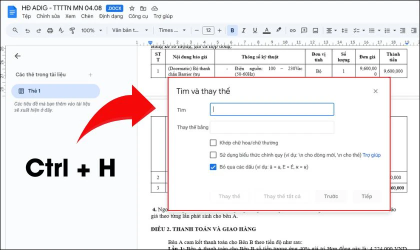 Cách chuyển file Word có dấu chấm câu đặc biệt sang Google Docs