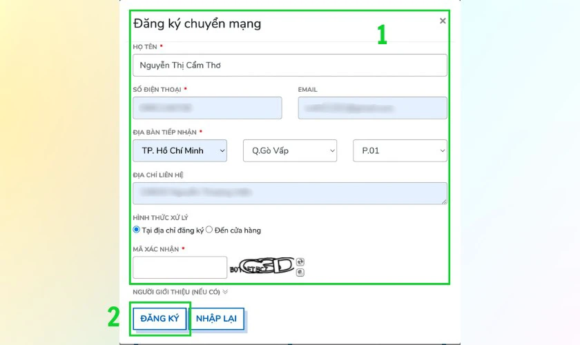 Chuyển mạng giữ số MobiFone bước 2