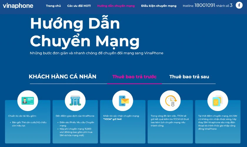 Hướng dẫn chuyển mạng giữ số VinaPhone mới