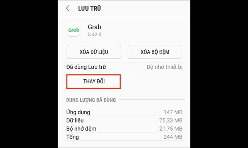 Thay đổi vị trí lưu trữ