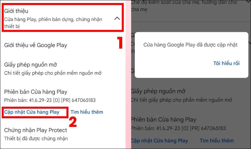 Đảm bảo ứng dụng của bạn được cập nhật để chuyển vùng CH Play