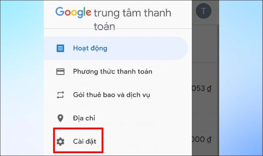 Chọn Cài đặt