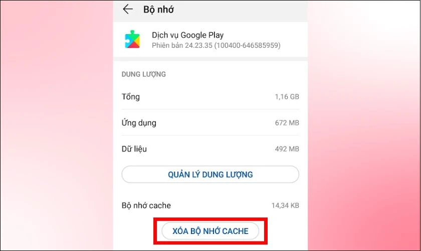 Xoá bộ nhớ đệm và dữ liệu