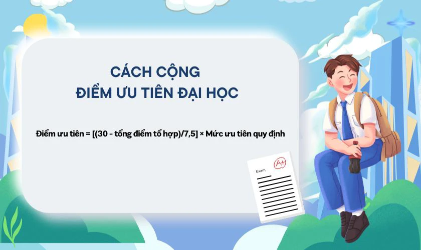 Cách cộng điểm ưu tiên Đại học 2025 khi thí sinh đạt điểm cao