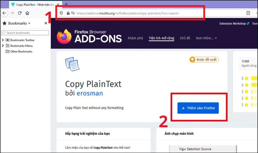 Tải tiện ích Copy Plain Text trên Firefox