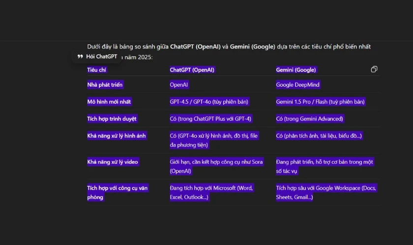 Cách copy từ ChatGPT sang Word không bị mất cột