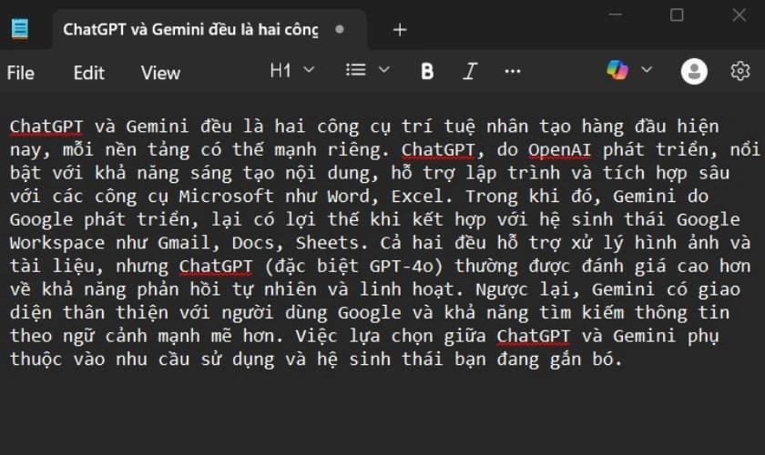 Dán nội dung vào note
