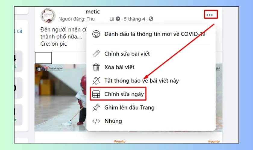 Cách chỉnh sửa thời gian đăng bài trên facebook bằng điện thoại