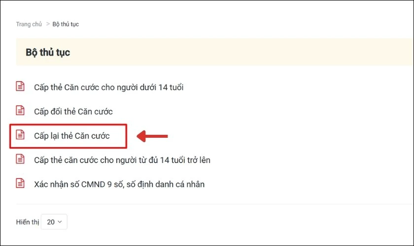 Cấp lại thẻ Căn cước