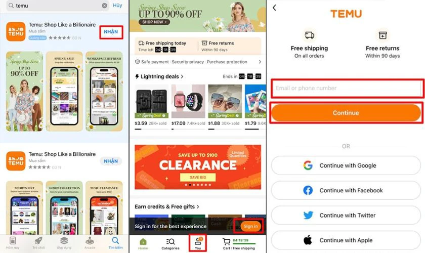 Cách đăng ký tài khoản Temu bằng ứng dụng
