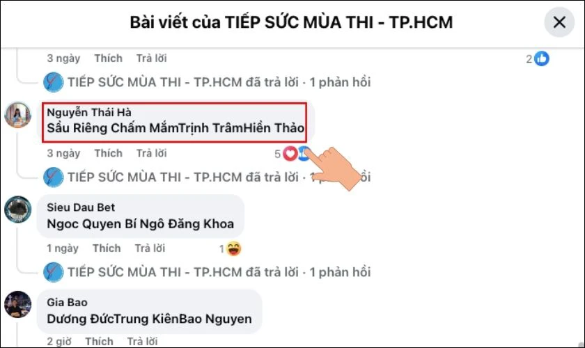 Tag 3 người bạn vào phần bình luận