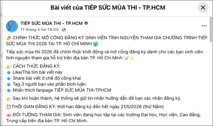 Hoàn tất các yêu cầu đăng ký trên Fanpage