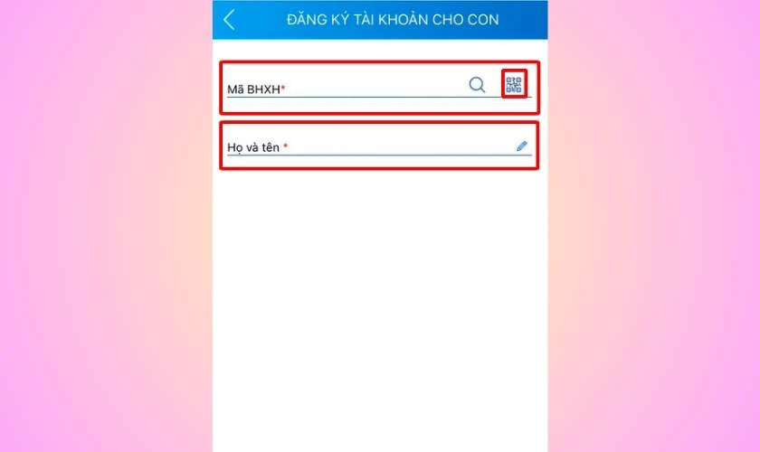 Nhập đầy đủ thông tin cần thiết